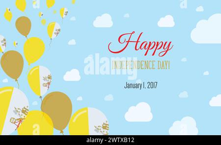 Funkelndes Patriotisches Poster Zum Tag Der Unabhängigkeit Der Vatikanstadt. Reihe von Ballons in Farben der italienischen Flagge. Grußkarte mit Nationalflaggen, Blau Stock Vektor