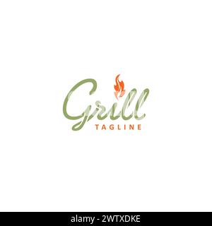 Einfaches Design Mit Grill-Logo. Fire Food Logo Stock Vektor