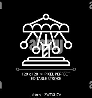 Schwenkbares Kettenkarussell Pixel perfektes weißes lineares Symbol für dunkles Design Stock Vektor