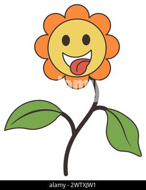 Fröhliche Sonnenblume Charakter Vektor Illustration Stock Vektor
