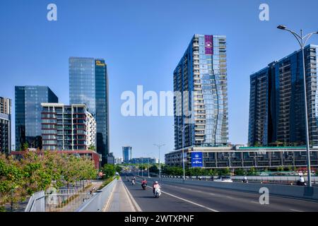 Thu Thiem District, Teil der neuen Thu Duc City Entwicklung, Ho Chi Minh City, Vietnam Stockfoto