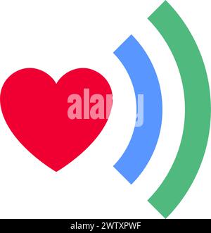 Herzsignal-Symbol oder wi-fi-Symbol, Weihnachtsschild für Feiertage, moderner Vektor-Stil. Stock Vektor