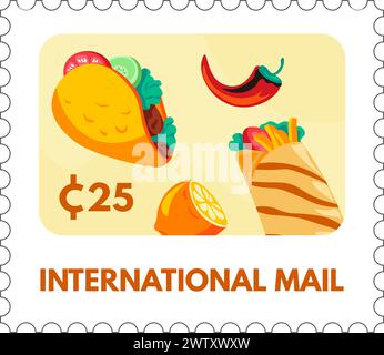 Farbenfroher Taco International Stempel Stock Vektor