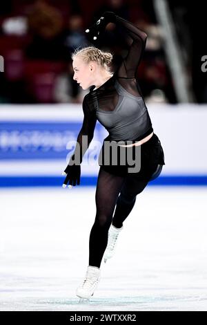 Niina PETROKINA (EST), während des Women Practice, bei der ISU-Eiskunstlauf-Weltmeisterschaft 2024, im Bell Centre, am 19. März 2024 in Montreal, Kanada. Quelle: Raniero Corbelletti/AFLO/Alamy Live News Stockfoto