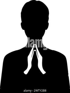 Person Silhouette betend. Zum Gebet gefaltete Hände. Vektorabbildung Stock Vektor