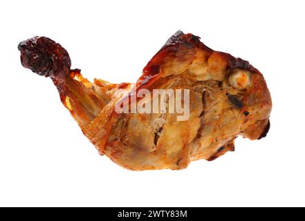 Gegrillte Hähnchenschenkel auf weißem Hintergrund Stockfoto