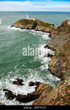 South Stack Leuchtturm Holy Island, Holyhead, Anglesey. Yns Mon, Nordwales. Stockfoto
