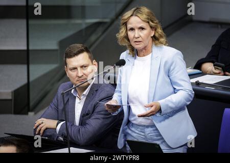 Steffi Lemke, Bundesministerin für Umwelt, Naturschutz, nukleare Sicherheit und Verbraucherschutz, aufgenommen waehrend der Regierungsbefragung im Deutschen Bundestag. Berlin, 20.03.2024. Berlin Deutschland *** Steffi Lemke, Bundesministerin für Umwelt, Naturschutz, Reaktorsicherheit und Verbraucherschutz, aufgezeichnet bei Regierungsverhören im Deutschen Bundestag Berlin, 20 03 2024 Berlin Deutschland Copyright: xJaninexSchmitzxphotothek.dex Stockfoto