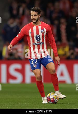 Madrid, Spanien. März 2024. Mario Hermoso von Atletico Madrid während des Spiels der UEFA Champions League in Estadio Metropolitano, Madrid. Der Bildnachweis sollte lauten: Jonathan Moscrop/Sportimage Credit: Sportimage Ltd/Alamy Live News Stockfoto