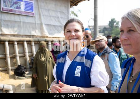 Basar in Bangladesch. März 2024. Kronprinzessin Victoria besuchte mit einer Delegation das Flüchtlingslager Cox's Bazar in Bangladesch. März 2024. Die Kronprinzessin ist als Botschafterin des Entwicklungsprogramms der Vereinten Nationen (UNDP) in Bangladesch. Foto: Henrik Montgomery/TT/Code 10060 Credit: TT News Agency/Alamy Live News Stockfoto