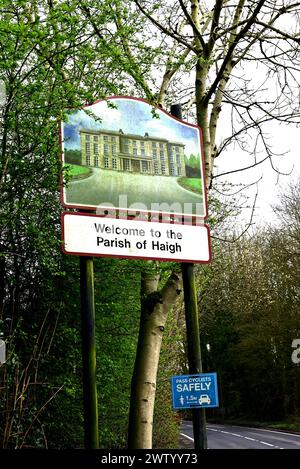 Rund um Großbritannien - Haigh Hall Beschilderung - Gegend von Wigan Stockfoto