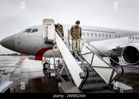 NORT EAST ENGLAND, VEREINIGTES KÖNIGREICH - 20. MÄRZ: König Willem-Alexander besucht am 20. März 2024 die Ausbildung der Operation Interflex in Nordostengland, Vereinigtes Königreich. Operation Interflex ist ein Trainingsprogramm, um ukrainische Rekruten zu Soldaten auszubilden. Foto: Patrick van Katwijk niederlande aus - belgien aus Stockfoto