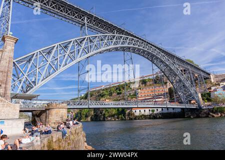 Portugal, Porto, Brücke Luís i (Ponte Luís I) über den Fluss Douro Stockfoto