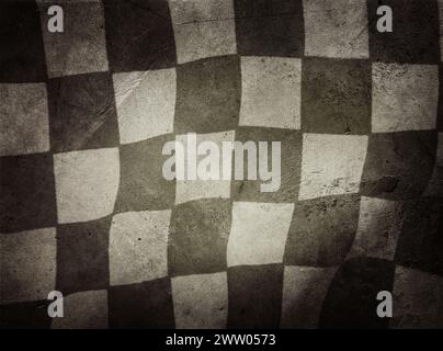 Grunge kariert schwarz / weiß Rennflagge Stockfoto