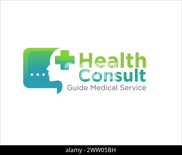 Health Consult Logo für medizinischen Service online und sprechen oder Massage Stock Vektor