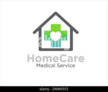 Cross-Home Care Logo Designs für medizinischen Service und Klinik Logo Stock Vektor