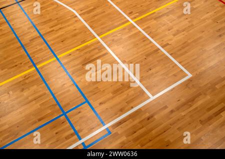 Close Up Lines auf Einem Basketballfeld in Amsterdam, Niederlande 15-9-2019 Stockfoto