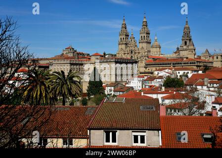 Blick auf die Kathedrale von Santiago de Compostela, A Coruña, Spanien Stockfoto