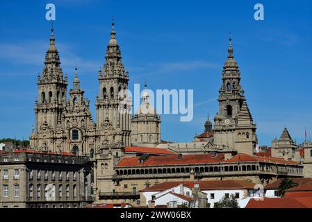 Blick auf die Kathedrale von Santiago de Compostela, A Coruña, Spanien Stockfoto