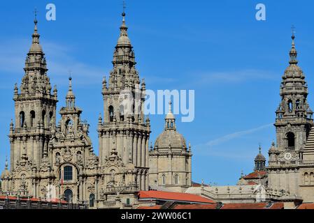 Blick auf die Kathedrale von Santiago de Compostela, A Coruña, Spanien Stockfoto