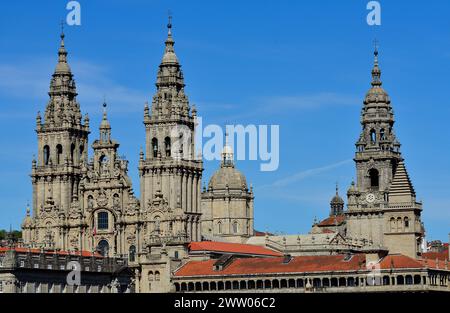 Blick auf die Kathedrale von Santiago de Compostela, A Coruña, Spanien Stockfoto