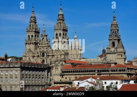 Blick auf die Kathedrale von Santiago de Compostela, A Coruña, Spanien Stockfoto