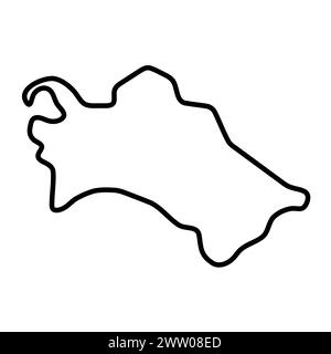 Vereinfachte Karte für Turkmenistan. Dicke schwarze Kontur. Einfaches Vektorsymbol Stock Vektor