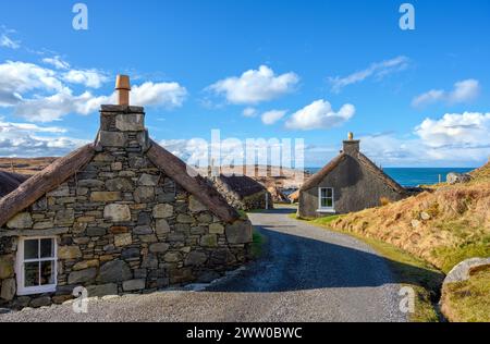 Garenin Blackhouse Village, Gearrannan, Isle of Lewis, Äußere Hebriden, Schottland, UK Stockfoto