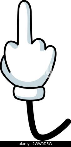 Comic-Hand mit Mittelfinger. Symbol für Zeichentrickgesten Stock Vektor