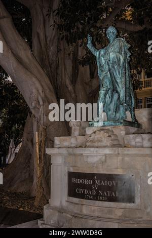 Denkmal für den Schauspieler Isidoro Maiquez, eine illustre Person aus der Stadt Cartagena auf der Plaza de San Francisco, das Werk von José Ortell, Spanien Stockfoto