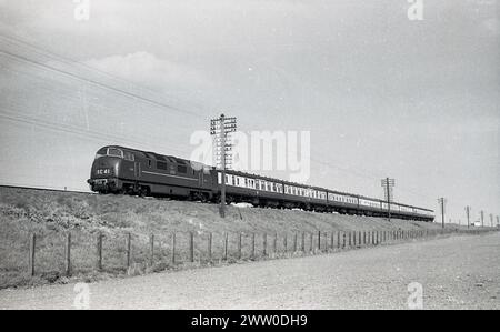 1960er Jahre, historische Diesellokomotive D841 der British Railways (Nr. 1C 41) auf der Schiene, England, Vereinigtes Königreich. 1960 wurde sie von der North British Locomotive Company gebaut und 1971 in Betrieb genommen. Stockfoto