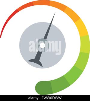 Barometer- oder Drehzahlmesser-Symbol. Punkteindikator. Farbfüllstandsmessgerät Stock Vektor