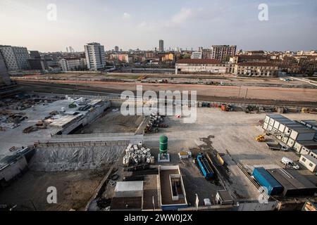 Mailand, Italien. März 2024. Scalo di Porta Romana Cantiere Villaggio OlimpicoMilano, Italia - Cronaca Mercoledì, Marzo 20, 2024. (Foto di Marco Ottico/Lapresse) Porta Romana Hafen Olympisches Dorf Baustelle Mailand, Italien - Nachrichten Mittwoch, 20. März 2024. (Foto: Marco Ottico/Lapresse) Credit: LaPresse/Alamy Live News Stockfoto