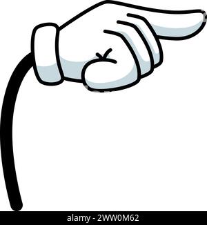 Zeigefinger-Geste. Weiße Handschuhhand im Cartoon-Stil Stock Vektor