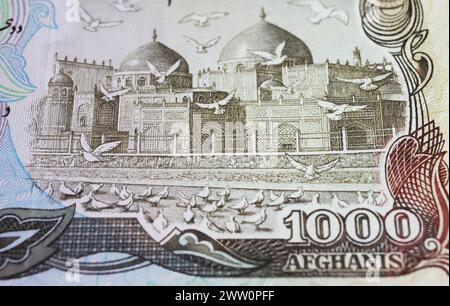 Moschee Mazar-i-Sharif auf afghanischer Banknote Stockfoto