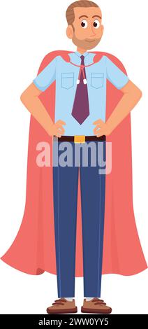 Büroleiter in Red cape. Arbeite Superheldenfigur Stock Vektor