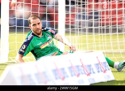 Unterhaching, Deutschland. März 2024. firo: 10.03.2024, Fußball, 3. Liga, 3. Bundesliga, Saison 2023/2024, 29. Spieltag SpVgg Unterhaching - MSV Duisburg, Ahmet Engin, MSV Duisburg, MSV Duisburg, Duisburg, ganze Figur, Credit: dpa/Alamy Live News Stockfoto