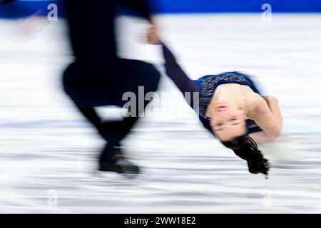 Lia PEREIRA & Trennt MICHAUD (CAN), während des Pairs Short Program, bei den ISU Eiskunstlauf-Weltmeisterschaften 2024, im Centre Bell, am 20. März 2024 in Montreal, Kanada. Quelle: Raniero Corbelletti/AFLO/Alamy Live News Stockfoto