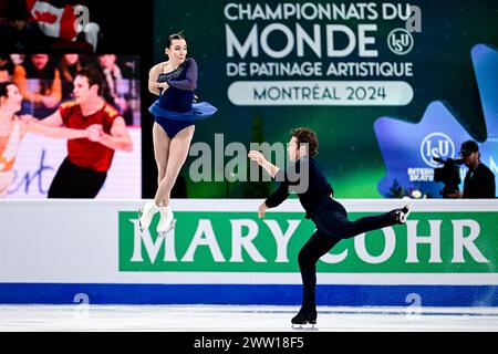 Lia PEREIRA & Trennt MICHAUD (CAN), während des Pairs Short Program, bei den ISU Eiskunstlauf-Weltmeisterschaften 2024, im Centre Bell, am 20. März 2024 in Montreal, Kanada. Quelle: Raniero Corbelletti/AFLO/Alamy Live News Stockfoto