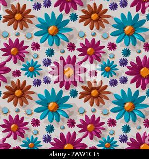 Blumenmuster mit Blättern. Blumensträuße Blumenkompositionen. Blumenmuster. Stock Vektor