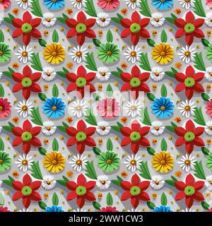 Blumenmuster mit Blättern. Blumensträuße Blumenkompositionen. Blumenmuster. Stock Vektor