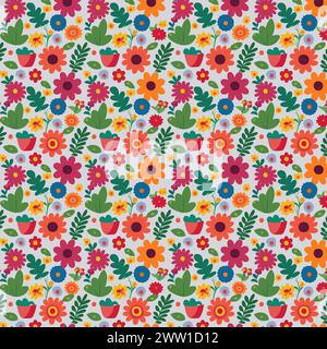 Blumenmuster mit Blättern. Blumensträuße Blumenkompositionen. Blumenmuster. Stock Vektor
