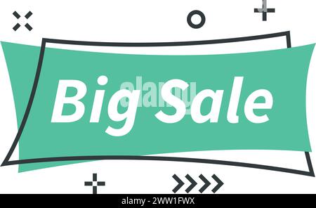 Großes Sale-Label im trendigen geometrischen Stil. Rabattkennzeichen Stock Vektor