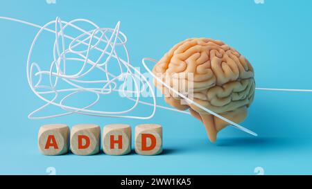 ADHS-Diagnostik und -Behandlung. 3D-Rendering Stockfoto