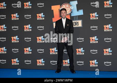 Rom, Italien. März 2024. Fedez besucht den blu-Teppich der Prime Video-tv-Sendung „LOL Chi non Ride è fuori“ 4 Season im Space Cinema Moderno. Quelle: SOPA Images Limited/Alamy Live News Stockfoto