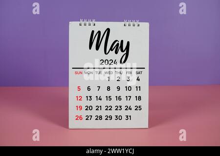 Monatlicher Tischkalender Mai 2024 für Planung und Verwaltung Stockfoto