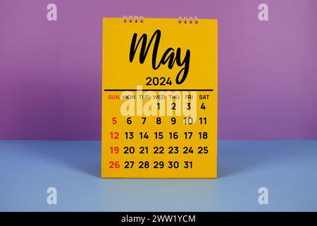 Monatlicher Tischkalender Mai 2024 für Planung und Verwaltung Stockfoto