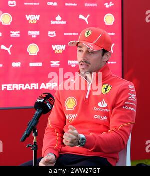 Melbourne, Australien. März 2024. 21.03.2024, Albert Park Circuit, Melbourne, FORMEL 1 ROLEX AUSTRALIAN GRAND PRIX 2024, im Bild Charles Leclerc (MCO), Scuderia Ferrari Credit: dpa/Alamy Live News Stockfoto