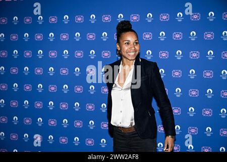 Paris, Frankreich. März 2024. Laura Georges während der Endauslosung des Fußballturniers der Olympischen Spiele am 20. März 2024 im Pariser Hauptquartier 2024. Foto: Victor Joly/ABACAPRESS.COM Credit: Abaca Press/Alamy Live News Stockfoto