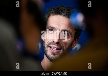 Paris, Frankreich. März 2024. Tony Estanguet während der Endauslosung des Fußballturniers der Olympischen Spiele am 20. März 2024 im Pariser Hauptquartier 2024. Foto: Victor Joly/ABACAPRESS.COM Credit: Abaca Press/Alamy Live News Stockfoto